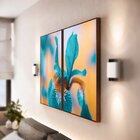 Kit 2 Telas Canvas Com Moldura Flor Azul