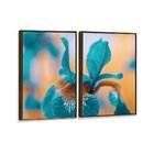 Kit 2 Telas Canvas Com Moldura Flor Azul