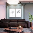 Kit 2 Telas Canvas Com Moldura Flor Preto E Branco