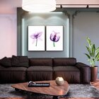 Kit 2 Telas Canvas Com Moldura Flor Roxa