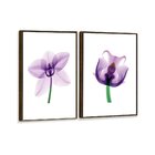 Kit 2 Telas Canvas Com Moldura Flor Roxa