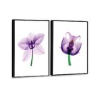 Kit 2 Telas Canvas Com Moldura Flor Roxa