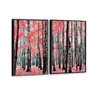 Kit 2 Telas Canvas Com Moldura Flores Folhas Caídas