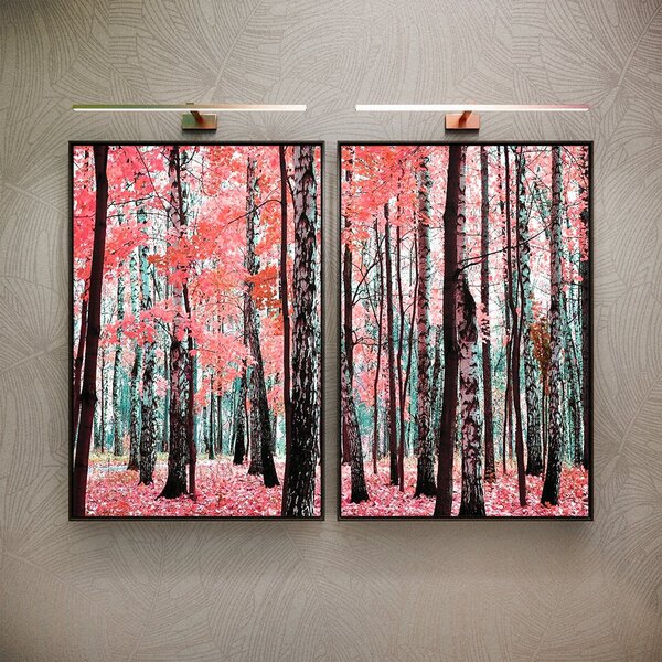 Kit 2 Telas Canvas Com Moldura Flores Folhas Caídas