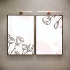 Kit 2 Telas Canvas Com Moldura Flores Preto E Branco