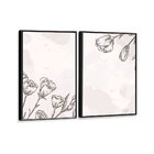 Kit 2 Telas Canvas Com Moldura Flores Preto E Branco