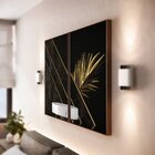 Kit 2 Telas Canvas Com Moldura Folha Da Palmeira Gold