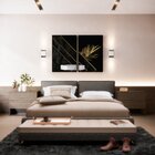 Kit 2 Telas Canvas Com Moldura Folha Da Palmeira Gold