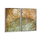 Kit 2 Telas Canvas Com Moldura Folhas Geométrica