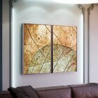 Kit 2 Telas Canvas Com Moldura Folhas Geométrica