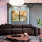 Kit 2 Telas Canvas Com Moldura Folhas Geométrica