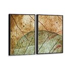 Kit 2 Telas Canvas Com Moldura Folhas Geométrica