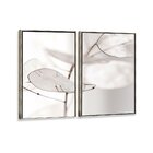 Kit 2 Telas Canvas Com Moldura Folhas Preto E Branco