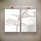 Kit 2 Telas Canvas Com Moldura Folhas Preto E Branco