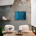 Kit 2 Telas Canvas Com Moldura Folhas Tons De Azul