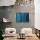 Kit 2 Telas Canvas Com Moldura Folhas Tons De Azul