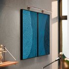 Kit 2 Telas Canvas Com Moldura Folhas Tons De Azul