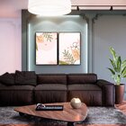 Kit 2 Telas Canvas Com Moldura Formas Abstrata E Flores