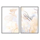 Kit 2 Telas Canvas Com Moldura Galho E Folhas