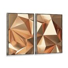Kit 2 Telas Canvas Com Moldura Gold Geométric