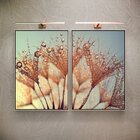 Kit 2 Telas Canvas Com Moldura Gotas De Orvalho E Dente-de-le