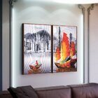 Kit 2 Telas Canvas Com Moldura Hong Kong Porto