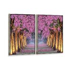 Kit 2 Telas Canvas Com Moldura Ipê Rosa