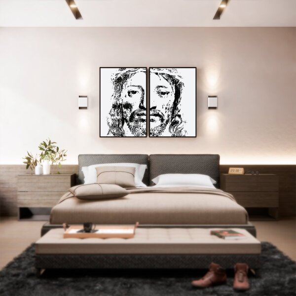 Kit 2 Telas Canvas Com Moldura Jesus Cristo