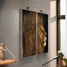 Kit 2 Telas Canvas Com Moldura Leão Dourado