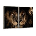 Kit 2 Telas Canvas Com Moldura Lion