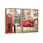 Kit 2 Telas Canvas Com Moldura Londres Telefone