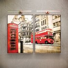 Kit 2 Telas Canvas Com Moldura Londres Telefone