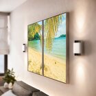 Kit 2 Telas Canvas Com Moldura Mar E Folha De Palmeira