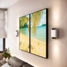 Kit 2 Telas Canvas Com Moldura Mar E Folha De Palmeira