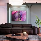 Kit 2 Telas Canvas Com Moldura Mármore Roxo