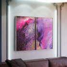 Kit 2 Telas Canvas Com Moldura Mármore Roxo
