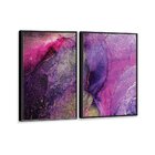Kit 2 Telas Canvas Com Moldura Mármore Roxo