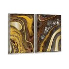 Kit 2 Telas Canvas Com Moldura Marmorizada