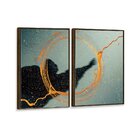 Kit 2 Telas Canvas Com Moldura Marmorizada Gold Com Detalhes