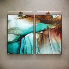 Kit 2 Telas Canvas Com Moldura Marmorizada Tiffany