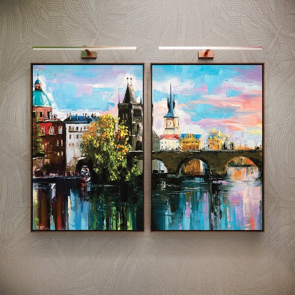 Kit 2 Telas Canvas Com Moldura Minneapolis