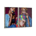 Kit 2 Telas Canvas Com Moldura Mulheres Pintura