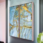 Kit 2 Telas Canvas Com Moldura Nuances Abstratas Gold