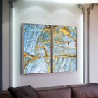 Kit 2 Telas Canvas Com Moldura Nuances Abstratas Gold