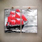 Kit 2 Telas Canvas Com Moldura Oceano