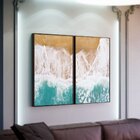 Kit 2 Telas Canvas Com Moldura Ondas