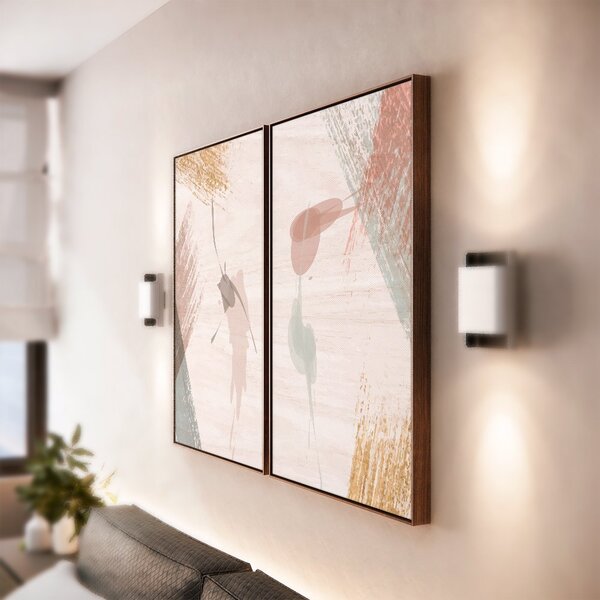 Kit 2 Telas Canvas Com Moldura Padrão Abstrato