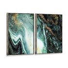 Kit 2 Telas Canvas Com Moldura Painting Marble Blue