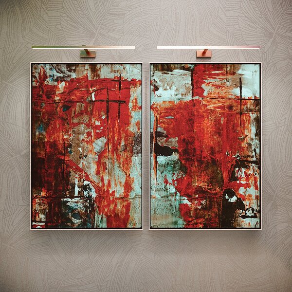 Kit 2 Telas Canvas Com Moldura Paredão Abstrato