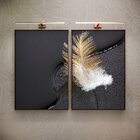 Kit 2 Telas Canvas Com Moldura Pena